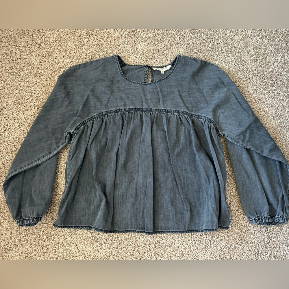 Madewell Womens charcoal grey denim 3/4 sleeve top - sz M